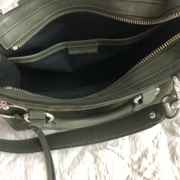 Rebecca Minkoff Olive Green Suede Leather Crossbody/Shoulder Handbag - Picture 12 of 12